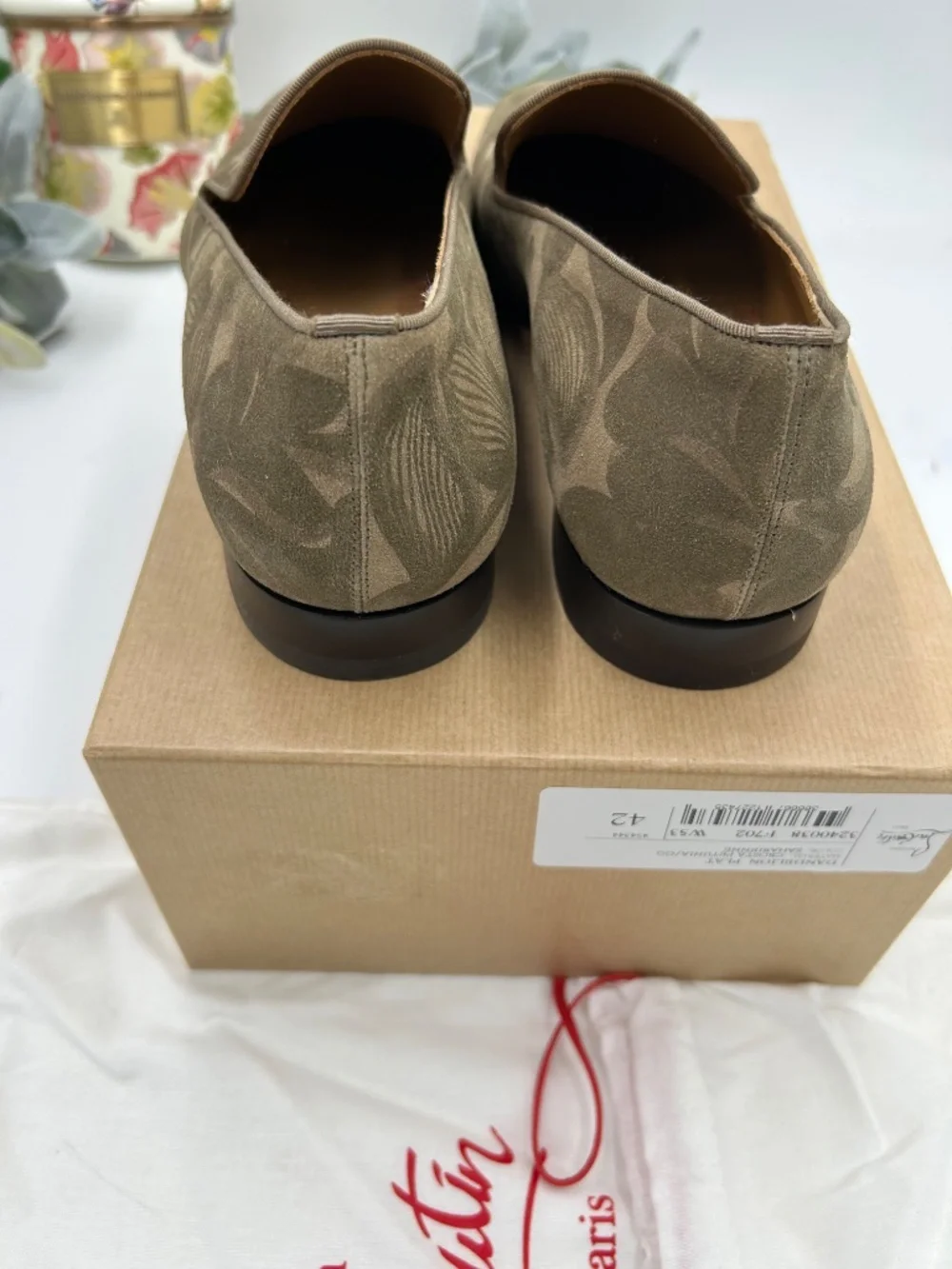 Men’s Christian Louboutin Dandelion Floral Suede Loafers. Size 42/9 US.
